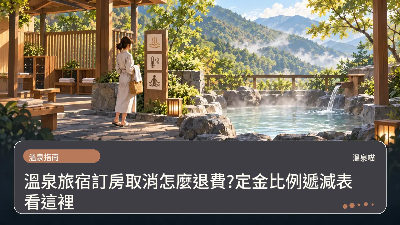 溫泉旅宿訂房取消怎麼退費?定金比例遞減表看這裡主題插畫