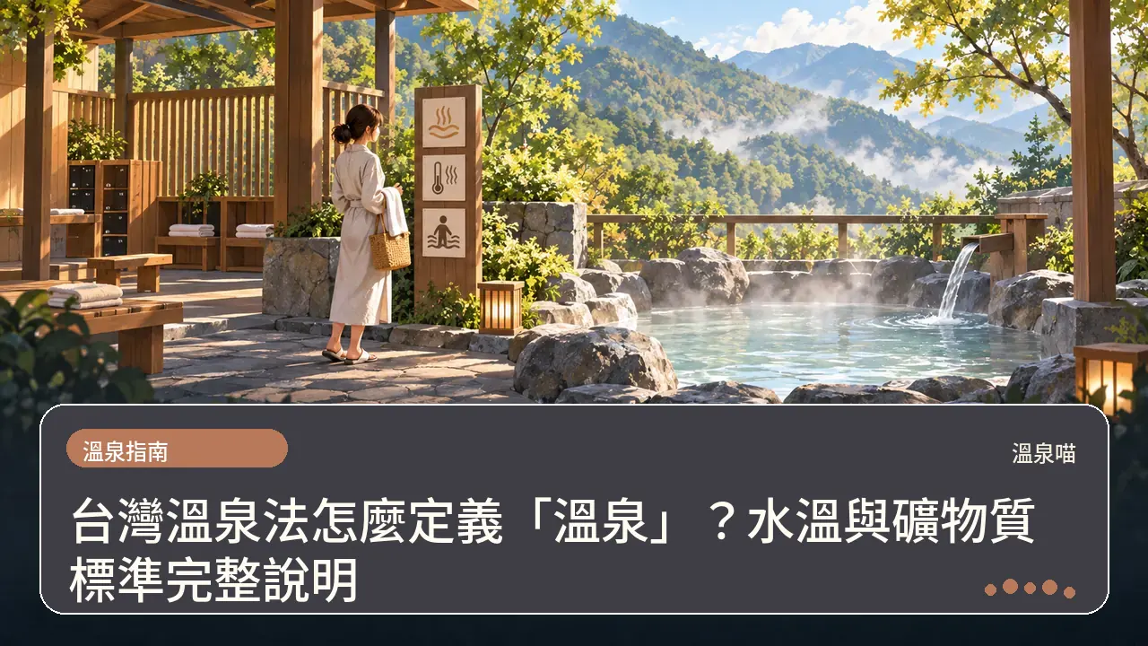 台灣溫泉法怎麼定義「溫泉」?水溫與礦物質標準完整說明主題插畫
