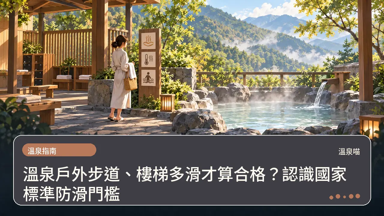 溫泉戶外步道、樓梯多滑才算合格?認識國家標準防滑門檻主題插畫