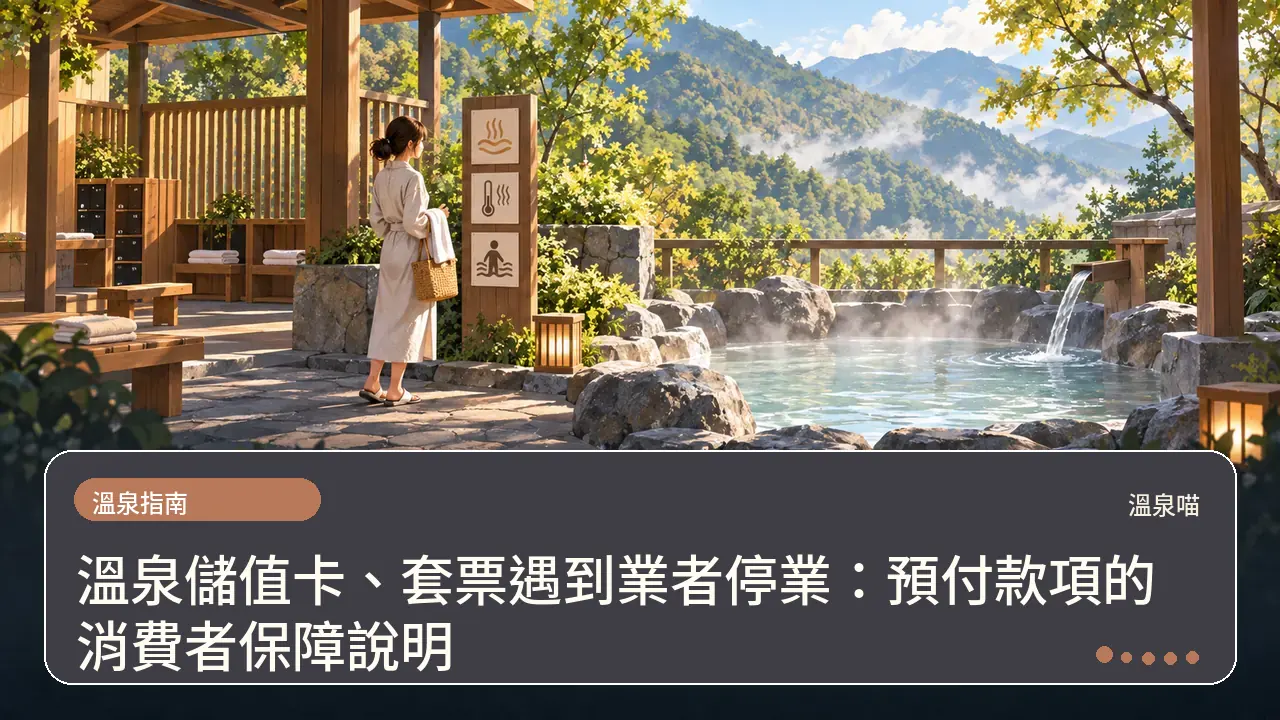 溫泉儲值卡、套票遇到業者停業：預付款項的消費者保障說明主題插畫