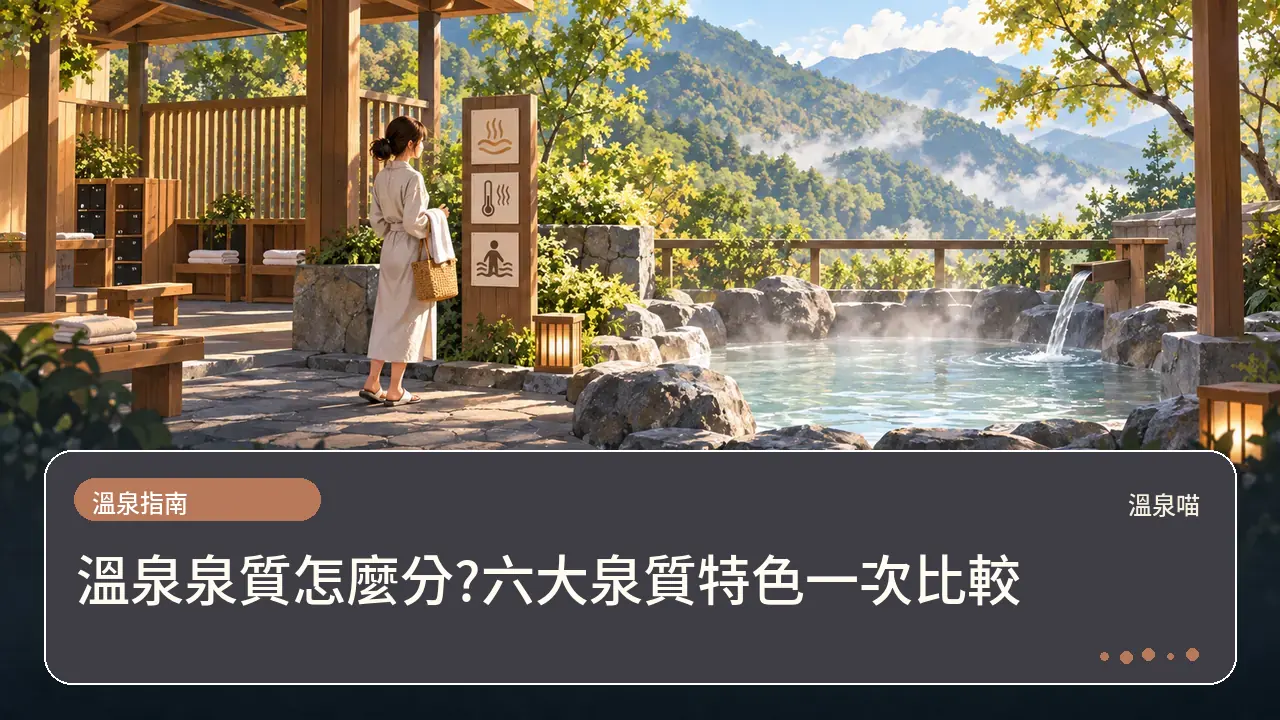 溫泉泉質怎麼分?六大泉質特色一次比較主題插畫
